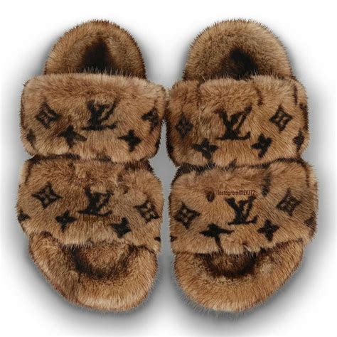 fur slippers louis vuitton|louis vuitton monogram fur slippers.